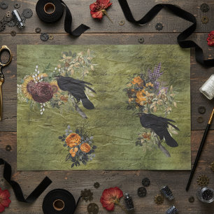 Vintage-Halloween-Rabe-Decoupage viktorianisch Seidenpapier