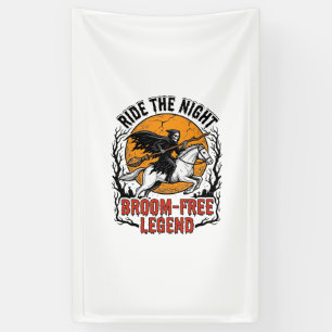Vintage-Halloween-Reiter Besenfreie Gruselige Kuns Banner