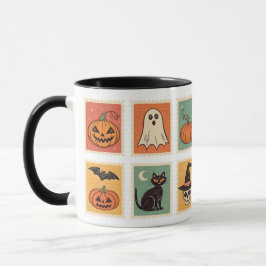 Vintage Halloween Retro-Briefmarke Tasse