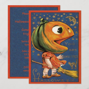 Vintage Halloween, Riesenkürbiskopf-Kostüm Einladung