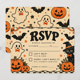 Vintage-Halloween-RSVP-Karte | Spooky Social Geist Begleitkarte