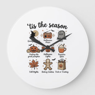 Vintage-Halloween-Saison-Checkliste-Shirt-Design_1 Große Wanduhr