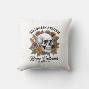 Vintage-Halloween-Schädel-Knochen-Sammler-Shirt-De Kissen