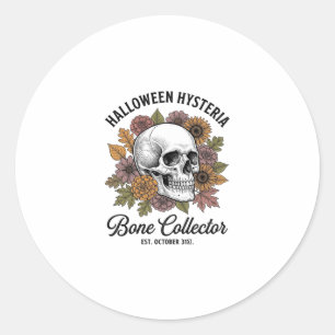 Vintage-Halloween-Schädel-Knochen-Sammler-Shirt-De Runder Aufkleber