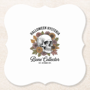 Vintage-Halloween-Schädel-Knochen-Sammler-Shirt-De Untersetzer