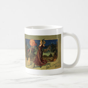 Vintage Halloween, schöne tanzende Hexe Tasse