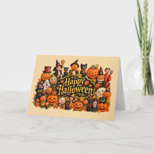 Vintage-Halloween-Schrank der Kuriositäten Menager Karte