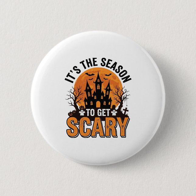 Vintage-Halloween-Schreckliche-Saison-Verhextes-Sc Button (Vorderseite)