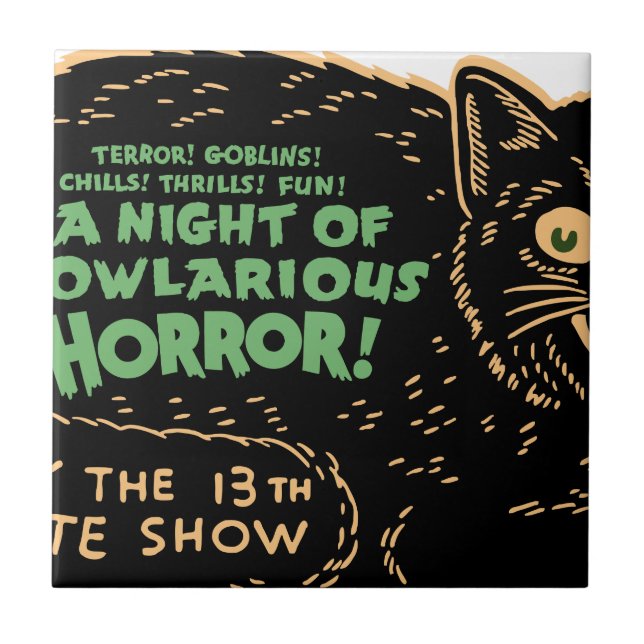 Vintage Halloween-Schwarze Fliese (Vorderseite)