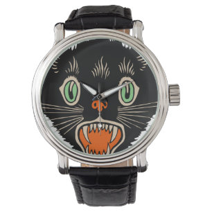 Vintage Halloween-Schwarze Katze Armbanduhr