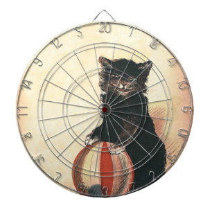 Vintage HALLOWEEN schwarze Katze Dartscheibe