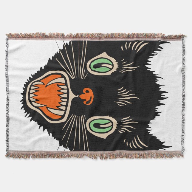 Vintage Halloween-Schwarze Katze Decke (Vorderseite)