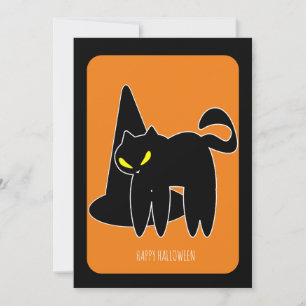 Vintage-Halloween-Schwarze-Katze-Hexe
