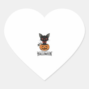 Vintage-Halloween-Schwarze-Katze-Kürbis-Shirt-Desi Herz-Aufkleber