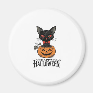 Vintage-Halloween-Schwarze-Katze-Kürbis-Shirt-Desi Magnet