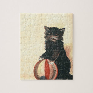 Vintage HALLOWEEN schwarze Katze Puzzle