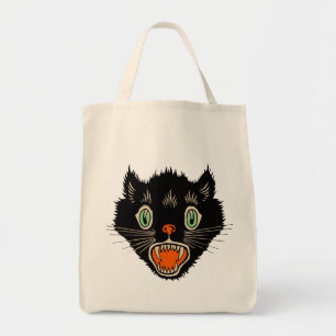 Vintage Halloween-Schwarze Katze Tragetasche