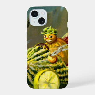 Vintage Halloween schwarze Katze und Hexe iPhone 15 Hülle