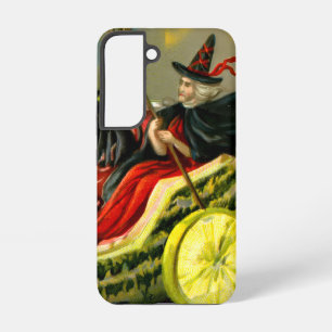 Vintage Halloween schwarze Katze und Hexe Samsung Galaxy Hülle