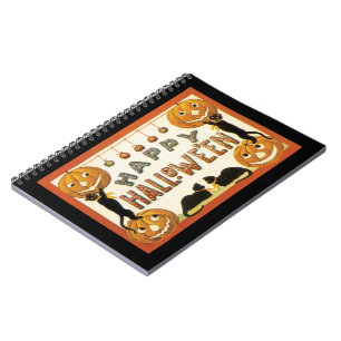 Vintage Halloween, schwarze Katzen mit Jackolanter Notizblock