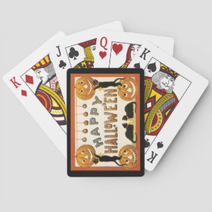 Vintage Halloween, schwarze Katzen mit Jackolanter Spielkarten