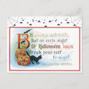Vintage Halloween-Schwarze Katzen-Postkarte Postkarte