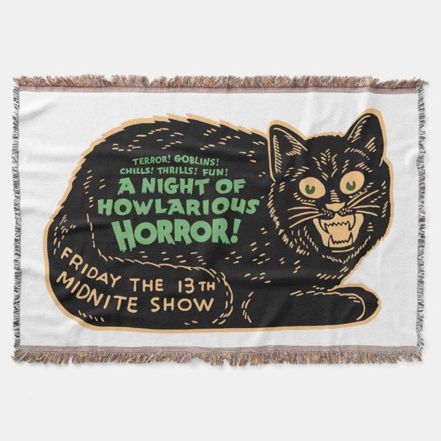 Vintage Halloween-Schwarzkatze Decke (Vorderseite)