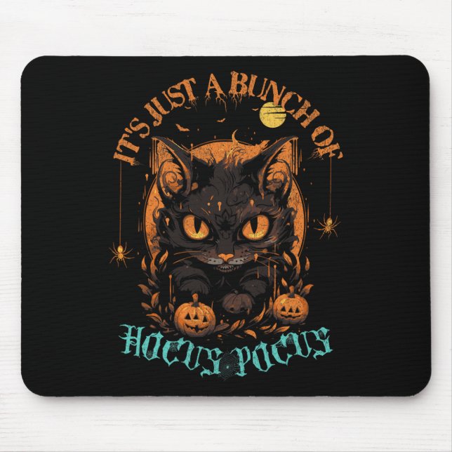 Vintage Halloween-Schwarzkatze, nur ein Haufen H Mousepad (Vorne)