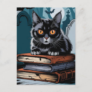 Vintage Halloween-Schwarzkatze Postkarte