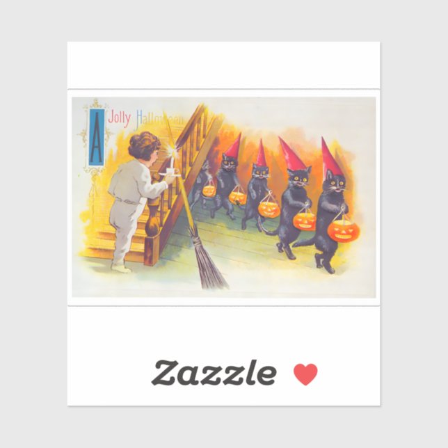 Vintage Halloween-Schwarzkatzen Aufkleber (Blatt)