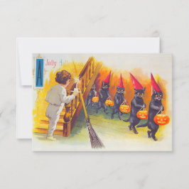 Vintage Halloween-Schwarzkatzen RSVP Karte