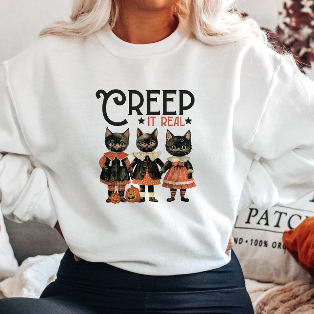 Vintage Halloween-Schwarzkatzen Sweatshirt (Von Creator hochgeladen)