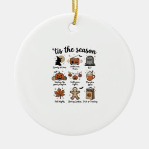 Vintage Halloween Season Checklist Shirt Design_1 Keramik Ornament