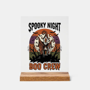Vintage-Halloween-Shirt Boo Night Haunted House Ar Acrylschild