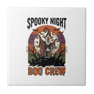 Vintage-Halloween-Shirt Boo Night Haunted House Ar Fliese