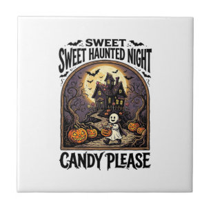 Vintage-Halloween-Shirt Candy Night Spukhaus_ Fliese