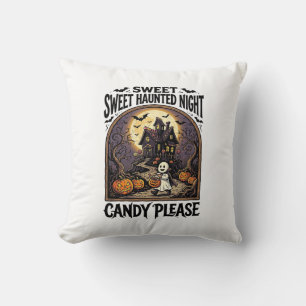Vintage-Halloween-Shirt Candy Night Spukhaus_ Kissen