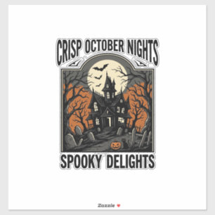 Vintage-Halloween-Shirt mit gruseliger Oktober-Nac Aufkleber