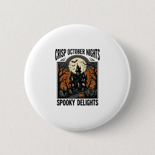 Vintage-Halloween-Shirt mit gruseliger Oktober-Nac Button