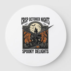 Vintage-Halloween-Shirt mit gruseliger Oktober-Nac Große Wanduhr