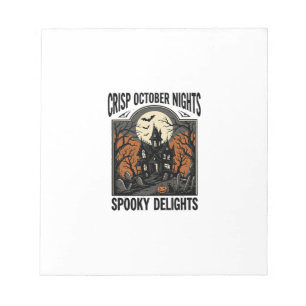 Vintage-Halloween-Shirt mit gruseliger Oktober-Nac Notizblock