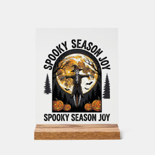 Vintage-Halloween-Shirt mit Vogelscheuchen-Mond-Ar Acrylschild