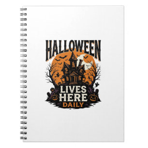 Vintage-Halloween-Shirt Spukhaus Alltag Bekommen Notizblock