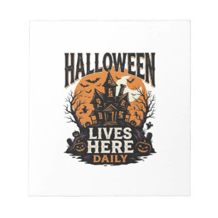 Vintage-Halloween-Shirt Spukhaus Alltag Bekommen Notizblock