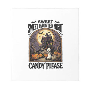 Vintage-Halloween-Shirt Süße Nacht Spukhaus_ Notizblock