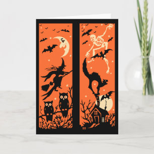 Vintage Halloween-Silhouette-Illustration Karte