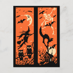 Vintage-Halloween-Silhouettenillustration Postkarte