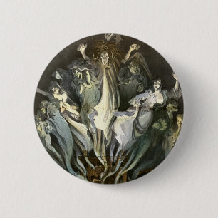 Vintage Halloween, Skelett-Geiger und Geister Button