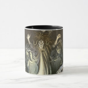 Vintage Halloween, Skelett-Geiger und Geister Tasse