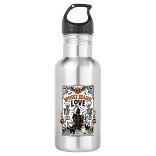 Vintage-Halloween-Skelett-Gruselige-Saison-Liebe-S Edelstahlflasche